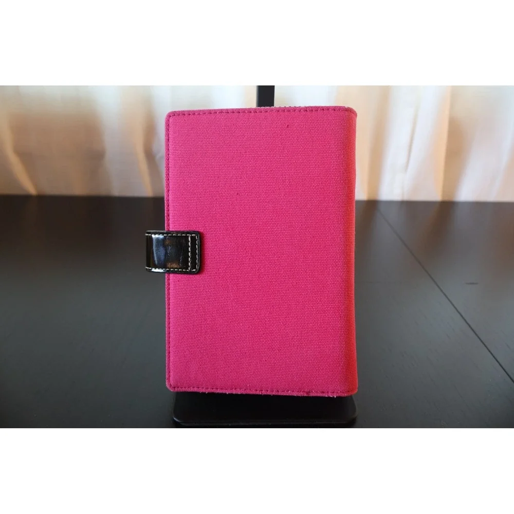 Kate Spade New York Hot Pink Canvas 6 Ring Planner Agenda Organizer